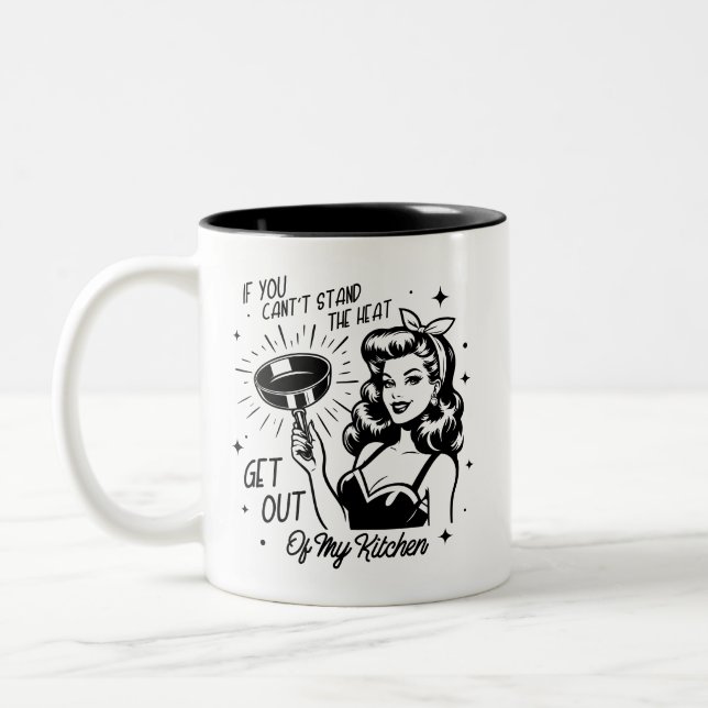 Retro 1950s Glam Girl Funny Sarcastic Quote Two-Tone Coffee Mug (Left)