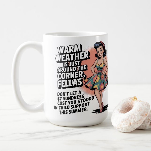 Retro 1950s Humor – Funny Summer Warning Quote  Coffee Mug (With Donut)