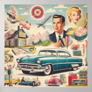 Retro 1950s Kitsch Illustration Poster