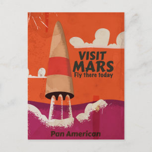 Retro 1950s Mars Vacation Poster Postcard