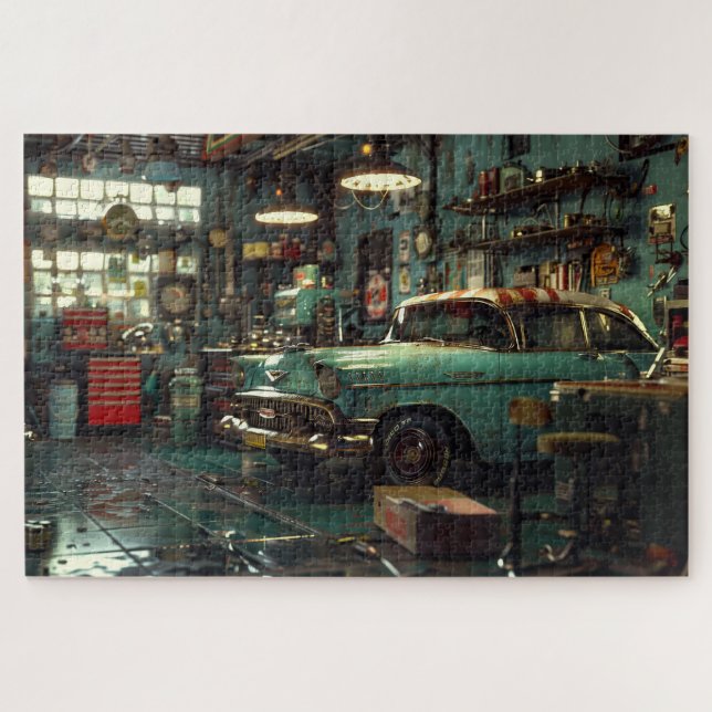 Retro 1950s Mechanics Garage Jigsaw Puzzle (Horizontal)