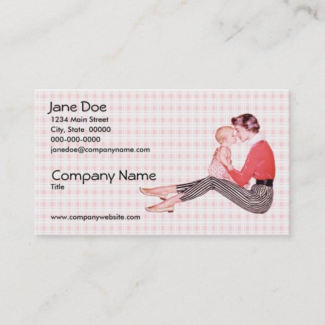Retro 1950s Mum and Baby Business Card (Front)