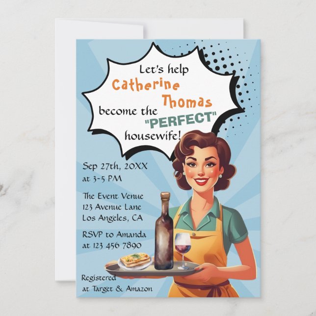 Retro 1950's Perfect Housewife Bridal Shower Invitation (Front)
