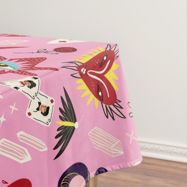 Retro 1950s Pop Art Pattern Kitschy Kitchen  Tablecloth (In Situ)