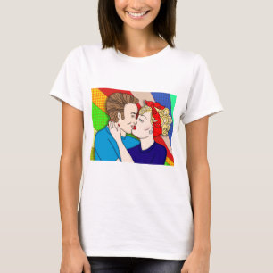 Retro 1950's Pop Art Style Couple Kissing  T-Shirt