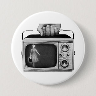 Retro 1950s Portable TV Mid-Century 7.5 Cm Round Badge
