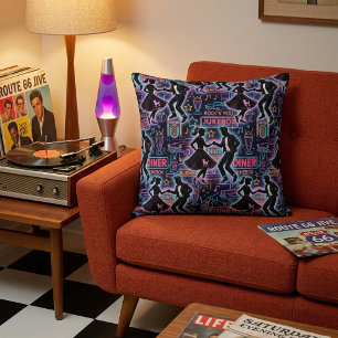 Retro 1950s Rock 'n' Roll Diner Cushion