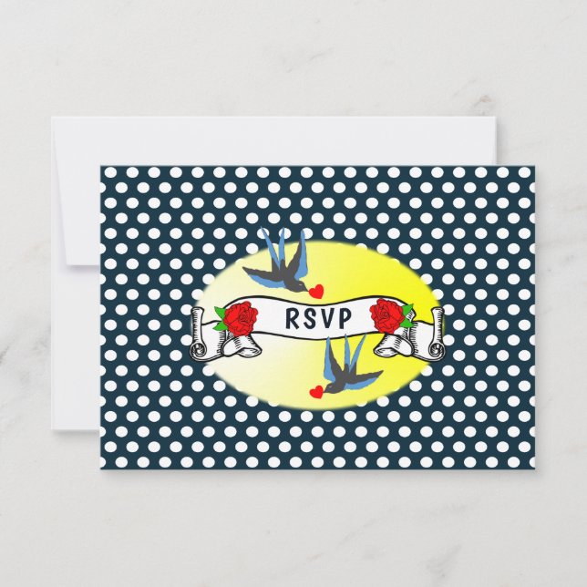 Retro 1950's Rockabilly Wedding RSVP Card (Front)
