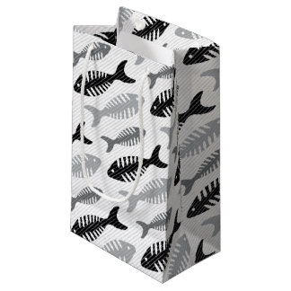 Retro 1950s Seafood Restaurant Fishbone Pattern Small Gift Bag