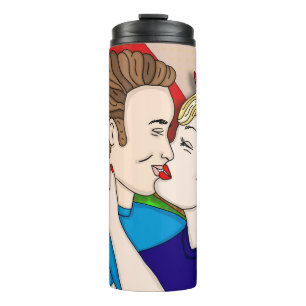 Retro 1950's Style Pop Art Couple Kissing  Thermal Tumbler