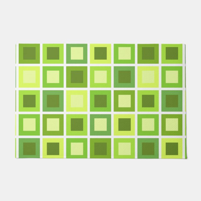 Retro 1950s Tiles Pattern Chartreuse Green Doormat (Front)