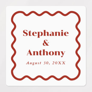 Retro 1950s Wavy Edge Dark Red Wedding