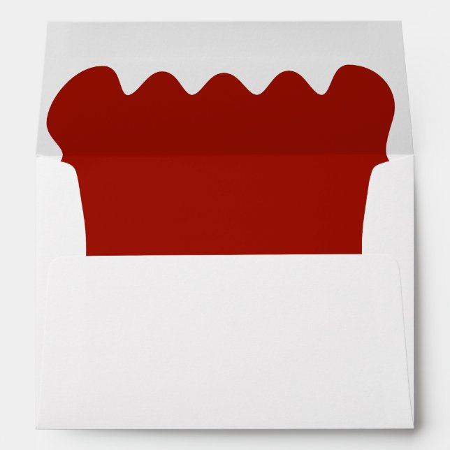 Retro 1950s Wavy Edge Dark Red Wedding Envelope (Back (Bottom))
