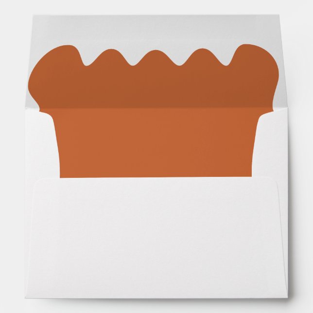 Retro 1950s Wavy Edge Terracotta Wedding Envelope (Back (Bottom))