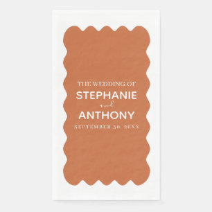 Retro 1950s Wavy Edge Terracotta Wedding Napkin