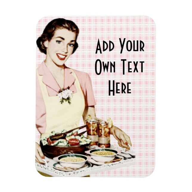Retro 1950s Woman with Lunch Tray Magnet (Vertical)