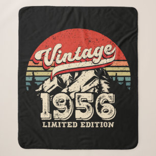 Retro 1956 Birthday Gift Vintage 70th Bday Sherpa Blanket