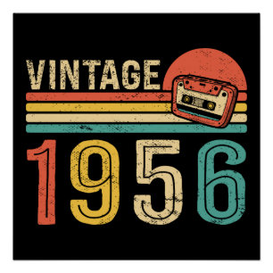 Retro 1956 Birthday Idea Music Cassette Tape Bday Poster