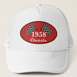 Retro 1958 Birthday Classic Checked Race Flag Trucker Hat