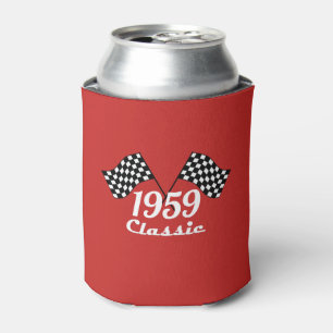 Retro 1959 Classic Black & White Chequered Flag Can Cooler