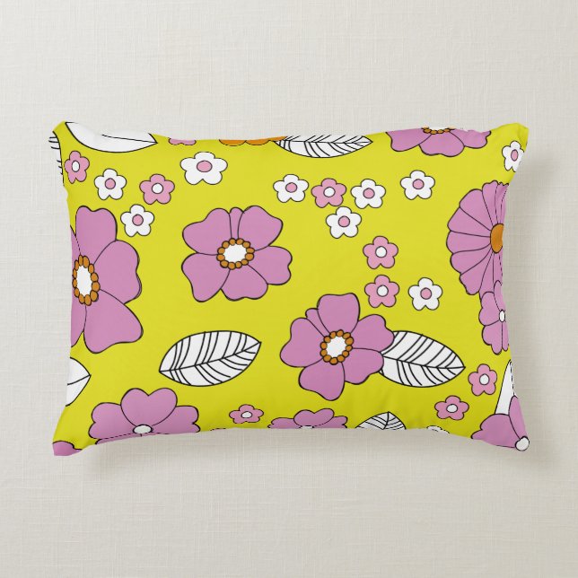 Retro 1960 Flowers Decorative Cushion (Front)