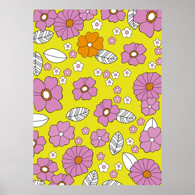 Retro 1960 Flowers Poster (Front)