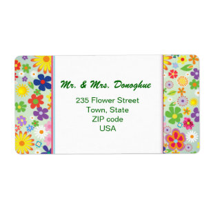 Retro 1960-x style Flower Power address Label