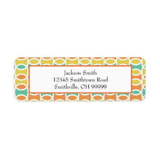 Retro 1960s Circles Ovals Orange Teal Gold