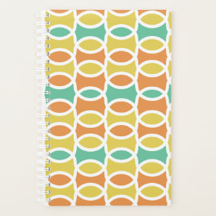 Retro 1960s Circles Ovals Orange Teal Gold Planner