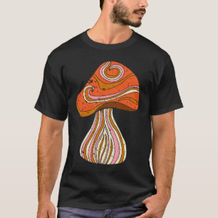 Retro 1960s Hippy Style Distressed Mushroom Graphi T-Shirt