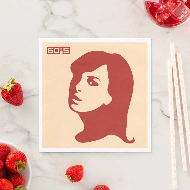 Retro 1960s Minimalist Woman Illustration Art Napkin (Creator Uploaded)
