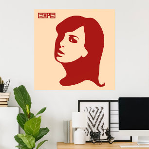 Retro 1960s Minimalist Woman Illustration Art Poster