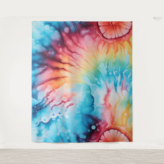 Retro 1960s Rainbow Tie Dye Style Tapestry