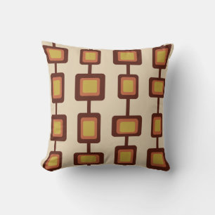 Retro 1960s Rounded Squares Yellow Orange Cushion
