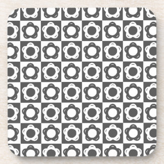 Retro 1960s style black and white flower coaster