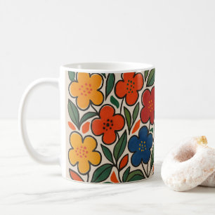 Retro 1960s Style Floral Pattern Coffee Mug
