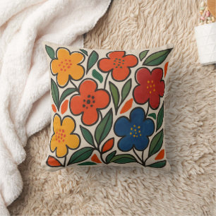Retro 1960s Style Floral Pattern Cushion