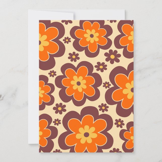 Retro 1960s Style Floral Pattern Invitation (Front)