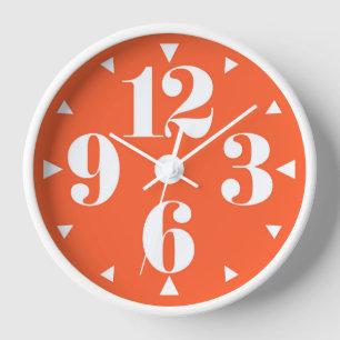 Retro 1960s Style Mid Century Modern Orange Clock