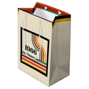 Retro 1966 60th Birthday Stripe Vintage  Medium Gift Bag