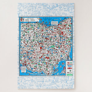 Retro 1966 Ohio map jigsaw puzzle