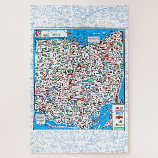 Retro 1966 Ohio map jigsaw puzzle (Vertical)