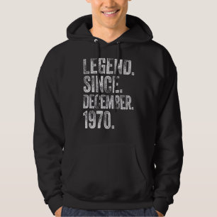 Retro 1970 Birthday  December Born Legend Since 19 Hoodie