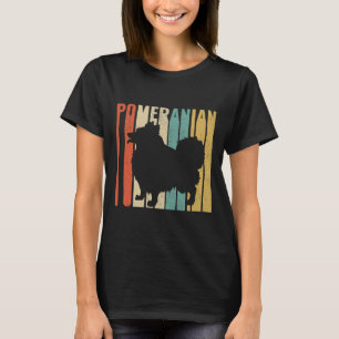 Retro 1970 S  Pomeranian Dog Silhouette Cracked Di T-Shirt