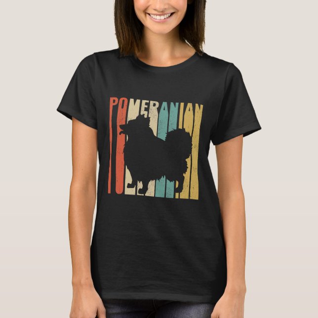 Retro 1970 S  Pomeranian Dog Silhouette Cracked Di T-Shirt (Front)