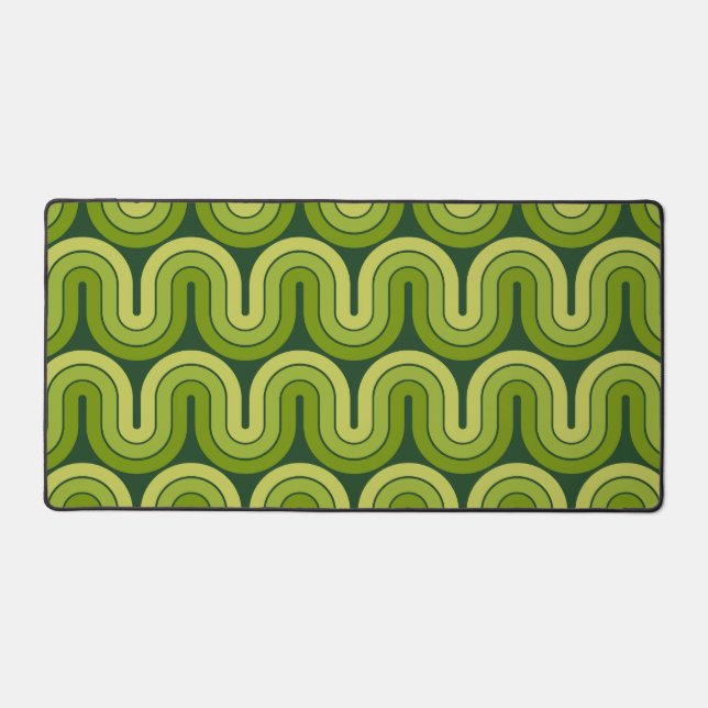 Retro 1970 Style Wave Pattern Desk Mat (Front)
