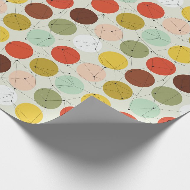 Retro 1970s circles pattern wrapping paper (Corner)
