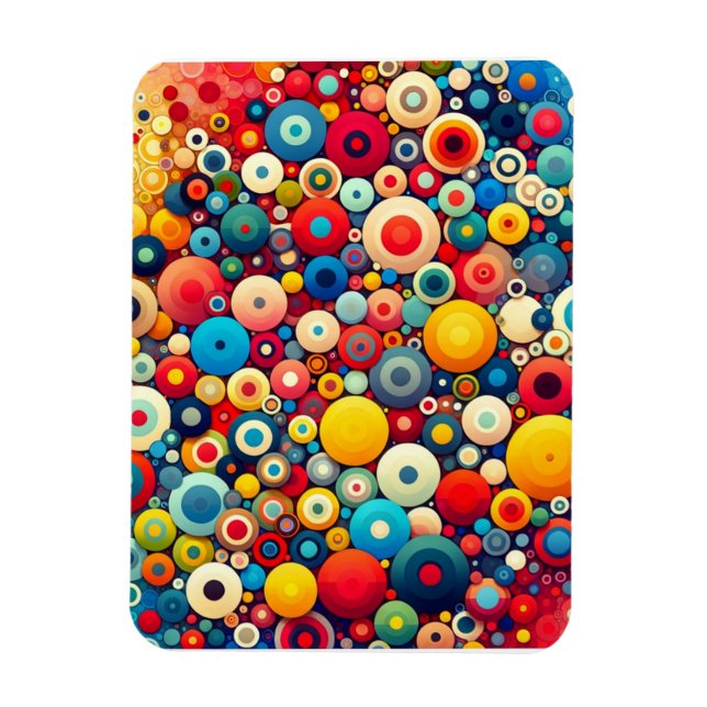 Retro 1970s colourful circles magnet (Vertical)