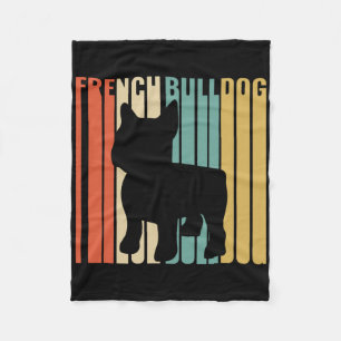 Retro 1970s Dog Silhouette French Bulldog Gift Fleece Blanket