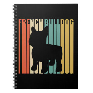 Retro 1970s Dog Silhouette French Bulldog Gift Notebook
